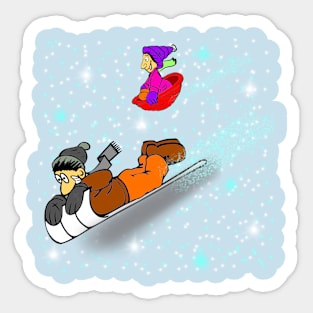 Sledding fun Sticker